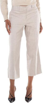 Max Mara Cadice Linen-Blend Trousers, Brand Size 46 ( US Size 12 )