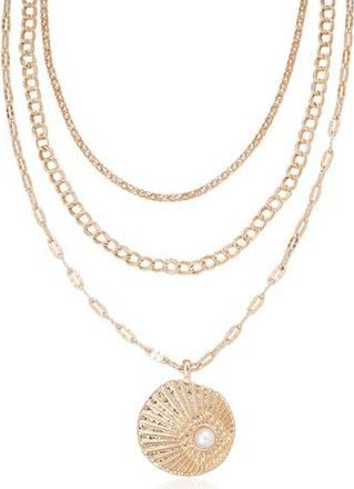 Ettika Eye Faux Pearl Layered Necklace in Gold at Nordstrom Rack