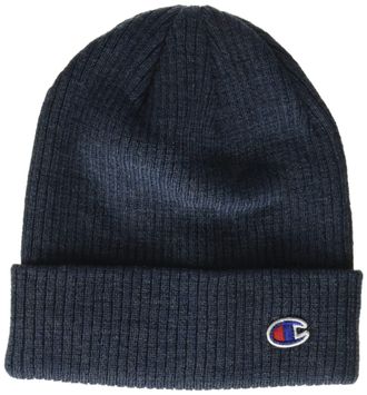 Champion Unisexs Logo Cuff Beanie Hat, Dark Blue Heather, One Size