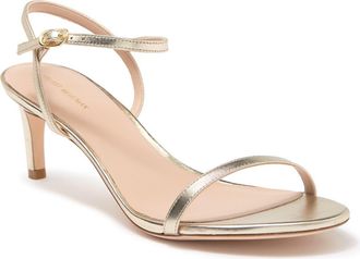 Stuart Weitzman Dancer Metallic Leather Stiletto Sandal in Platino at Nordstrom Rack, Size 5