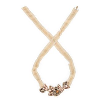Red Valentino Necklaces, female, Beige, Size: ONE SIZE Elegant Necklace with Decorative Rhinestones