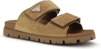 Prada Mens Suede Sandals Cannella Calf Leather Bos Taurus