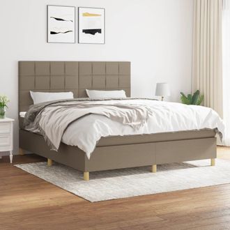vidaXL Vidaxl - Cama Box Spring Con Colch&oacute;n Tela Gris Taupe 180x200 Cm