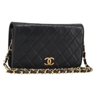 Chanel Pre-owned Cross Body Bags, female, Black, Size: ONE SIZE Pre-owned Vintage Lambskin Shoulder Bag