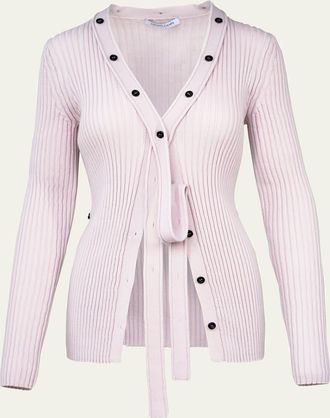 Aisling Camps Button Convertible Rib V-Neck Cardigan