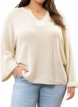 Blu Pepper Soft Light Weight V-Neck Sweater In Cream