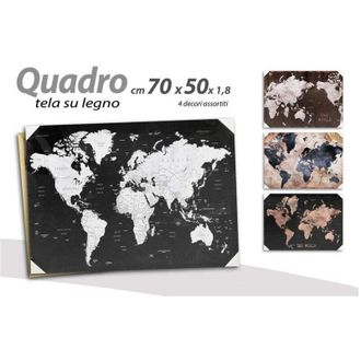 Trade Shop Trade Shop - Quadro Decorativo Tela Su Legno Decoro World 70x50x1,8cm Decori Assortiti 834813