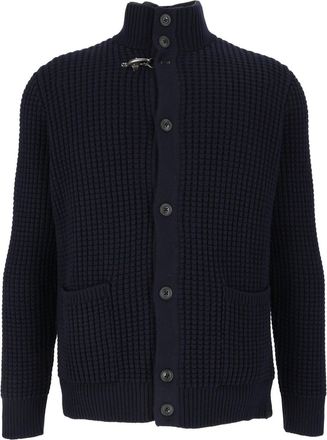 Fay Blue Chunky Knit Toggle Cardigan