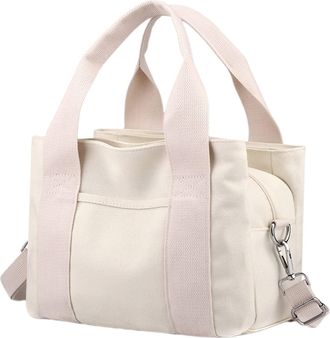 Generic Wallet Keychain Men Set Capacity Canvas Bag Casual Handbag Bag Work Class Handbag Cell Phone Wallet With Strap (White, One Size)