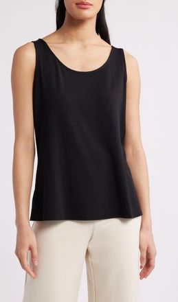 Eileen Fisher Scoop Neck Tank in Black at Nordstrom, Size Large