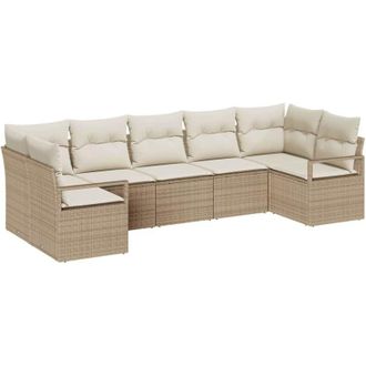 vidaXL Vidaxl - Conjunto De Sof&aacute; De Jard&iacute;n Con Coj&iacute;n 7 Pcs Beige, Crema