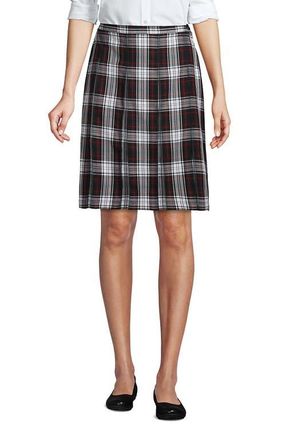 Lands End School Uniform Young Plaid Box Pleat Skirt Top of the Knee in Evergreen/white Plaid at Nordstrom, Size 14
