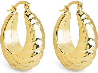 Sterling Forever Caroline Textured Hoop Earrings in Gold at Nordstrom Rack