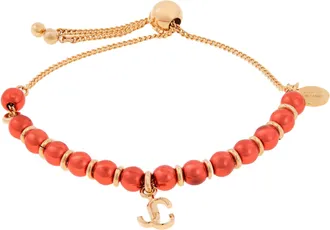 Jimmy Choo London Beaded Adjustable Chain Bracelet