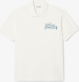 Lacoste Mens Fit Printed L.12.12 Polo Shirt in Cream - Size X-Large