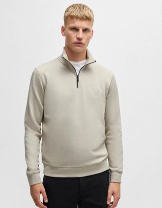 HUGO BOSS Mens BOSS Orange Zetrust Mens 1/4 Zip Sweatshirt - Light Beige 271 - Tan - Size: 40