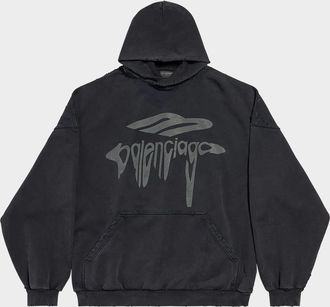 Balenciaga Mens Liquid-Effect Logo Hoodie