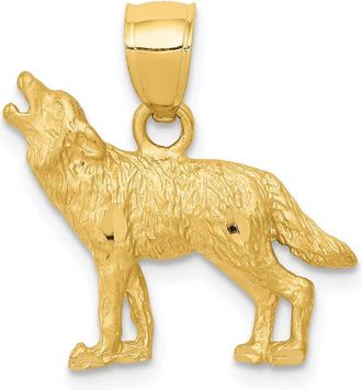 Diamond2Deal 10k Yellow Gold Diamond-cut Wolf Pendant