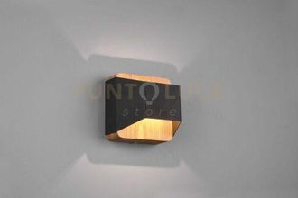Trio Arino applique led 4,3W 430lm, 3000K bi-emissione legno naturale con fascia nera dimmerabile con interruttore l. 12,2CM
