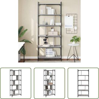 vidaXL Libreria grigio sonoma - Libreria Grigio Sonoma 6 Ripiani 76x32x192 cm Legno Multistrato