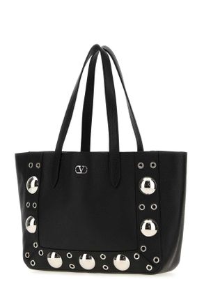 Valentino Garavani Womens Black Leather Small Nellc&atilde;te Shopping Bag Nero Borse A Mano