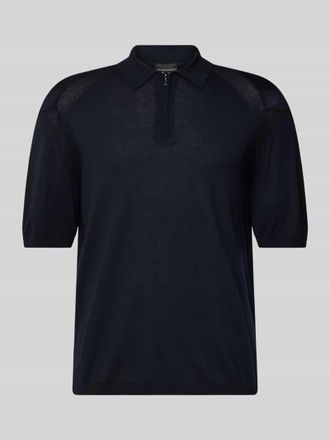 Emporio Armani Slim Fit Poloshirt mit Rei&szlig;verschluss und Seiden-Anteil in Marine, Gr&ouml;&szlig;e XXXL