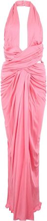 Moschino Lange jurk met diepe halslijn - Dames - Avondkleed - Roze - S - Kleedjes