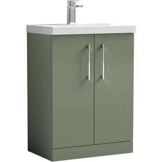 Nuie Nuie - Arno Floor Standing 2-Door Vanity Unit with Basin-3 600mm Wide - Satin Green