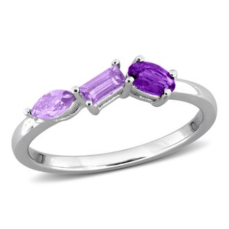 Mimi & Max Multi-Gem Three Stone Ring Sterling Silver