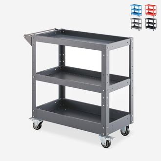 Stark Carrito De Herramientas De Metal Con 3 Estantes Y Ruedas Kerey Plus - Gris