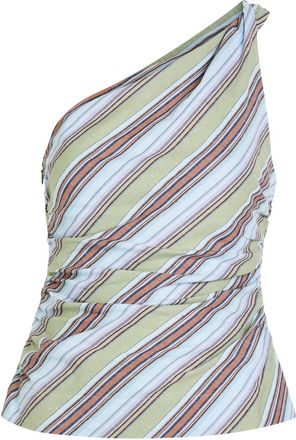Faithfull The Brand Aurora Striped One-shoulder Cotton and Linen-blend top - Blue - XL (UK16 / XL)