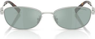 Tiffany & Co. 56mm Oval Sunglasses in Silver /Azure Mirror Silver at Nordstrom