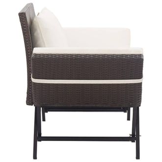 Berkfield Home Beautiful Garden Bench with Cushions Brown 176 cm Poly Rattan