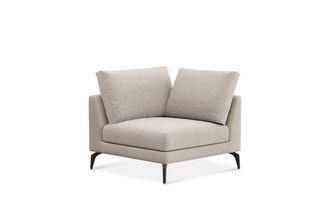 Castlery Lena Corner Sofa Customized, Performance Classic Twill Light Grey Matte Black Legs, Spill Resistant, Removable Covers for Sofas