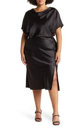 Renee C Satin Off the Shoulder Dress in Black at Nordstrom Rack, Size 1X