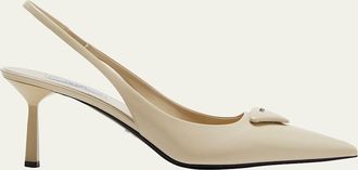 Prada Leather Padded Logo Slingback Pumps