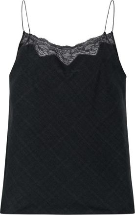 Wooyoungmi Gecamisoletop met kantenrand - Dames - Tops zonder mouwen - Grijs - 3XS - Tops