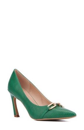 New York & Company Katerina Croc Embossed Faux Leather Pump in Green Lizard at Nordstrom Rack, Size 7.5