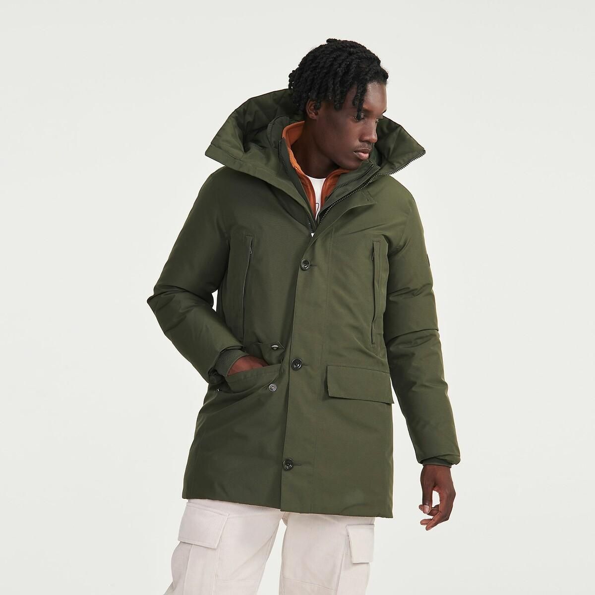 Chubasquero Mujer Verde Aigle Parka Larga Gore-Tex 2L Con Capucha