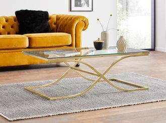 HOME AFFAIRE Couchtisch »TOPSELLER!« Glastisch, OTTOs Choice, Masse (B/T/H): (120/70/42), Gestell in Gold-Optik