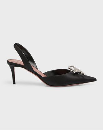 Amina Muaddi Rosie Slingback Satin Pumps