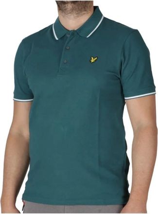 Lyle & Scott Tops, Heren, Groen, M, Katoen, Heren Polo Shirt Groen Print Korte Mouwen