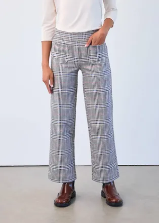 FDJ Page Pull-On Wide Ankle Pants In Abbey Plaid