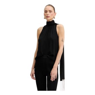 Patrizia Pepe Tops, Dames, Zwart, XS, Blouse met strikdetail