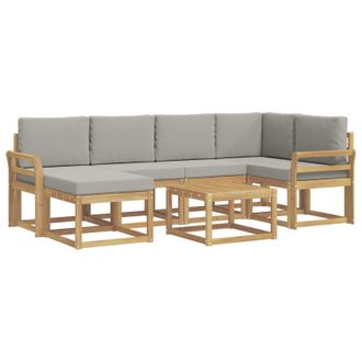 vidaXL Conjunto De Sof&aacute;s De Exterior 7 Pcs Blanco Y Gris Claro Vidaxl