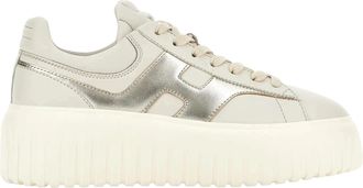 Hogan H-Stripes Lace-Up Sneakers in Sheepskin and Calfskin