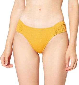 Seafolly Stardust Ruched Retro Bikini Bottom In Saffron