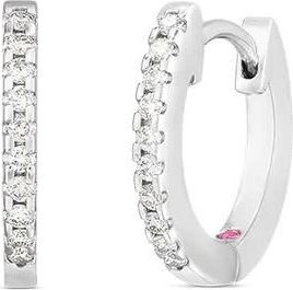 Roberto Coin 18K White Gold Extra Small Diamond Hoop Earrings 002026AWERX0