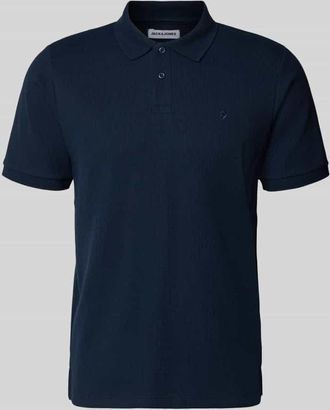 Jack & Jones Jack & Jones Regular Fit Poloshirt mit Strukturmuster Modell AUSTIN in Marine, Gr&ouml;&szlig;e XXL