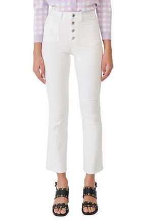 Maje Passiona Button Fly Flare Jeans in Blanc at Nordstrom Rack, Size 10 Us / 42 Fr